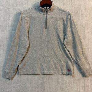Brooks Brothers 100 percent Cotton Quarter Zip Sweatshirt Gray Men’s Medium Logo